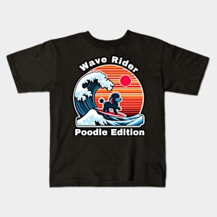 Wave Rider Poodle Edition- Poodle Surfing on the Great Waves off Kanagawa Kids T-Shirt